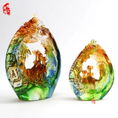 三阳开泰琉璃工艺品 开业周年礼品 广州琉璃工艺品厂家